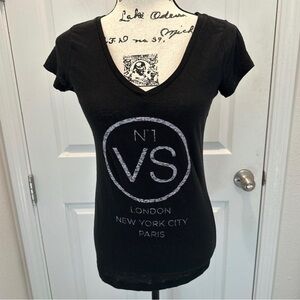 Victoria's Secret Black Graphic V-Neck Women's Top